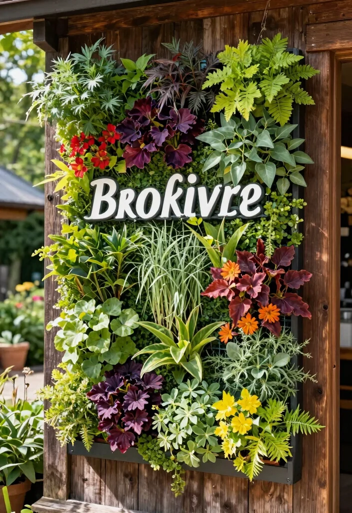 14 Business Signs Outdoor Ideas That Get Noticed From the Street - 3. Vertical Gardens as Signage 1