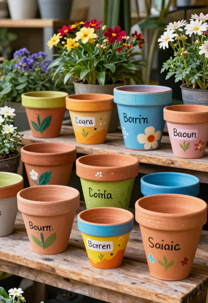 14 Business Signs Outdoor Ideas That Get Noticed From the Street - 4. Hand-Painted Terracotta Pots 1