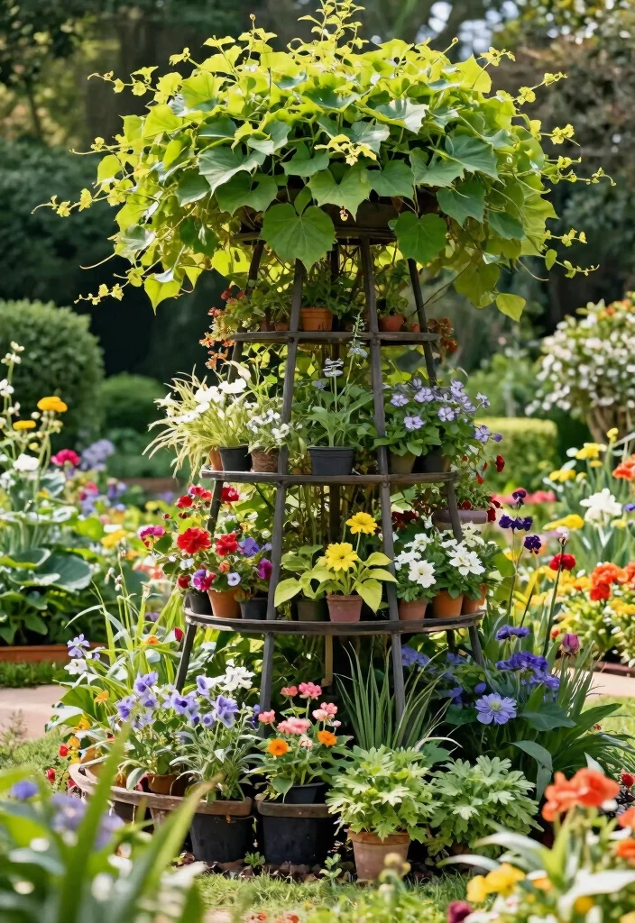 14 Garden Trellis Ideas That Support Heavy Vines Without Sagging - 11. Multi-Level Trellis System 1