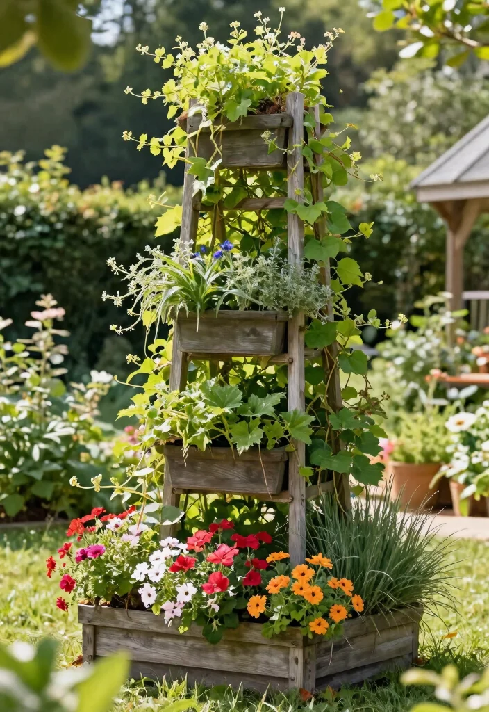 14 Garden Trellis Ideas That Support Heavy Vines Without Sagging - 12. Trellis with Built-in Planters 1
