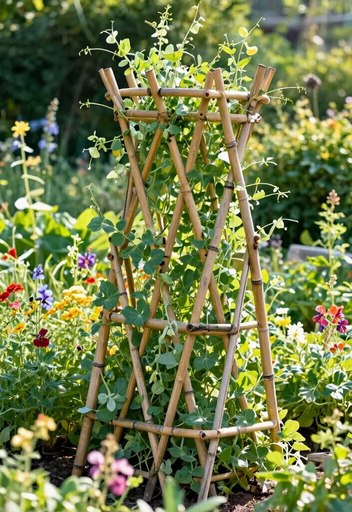 14 Garden Trellis Ideas That Support Heavy Vines Without Sagging - 13. Bamboo Trellis 1