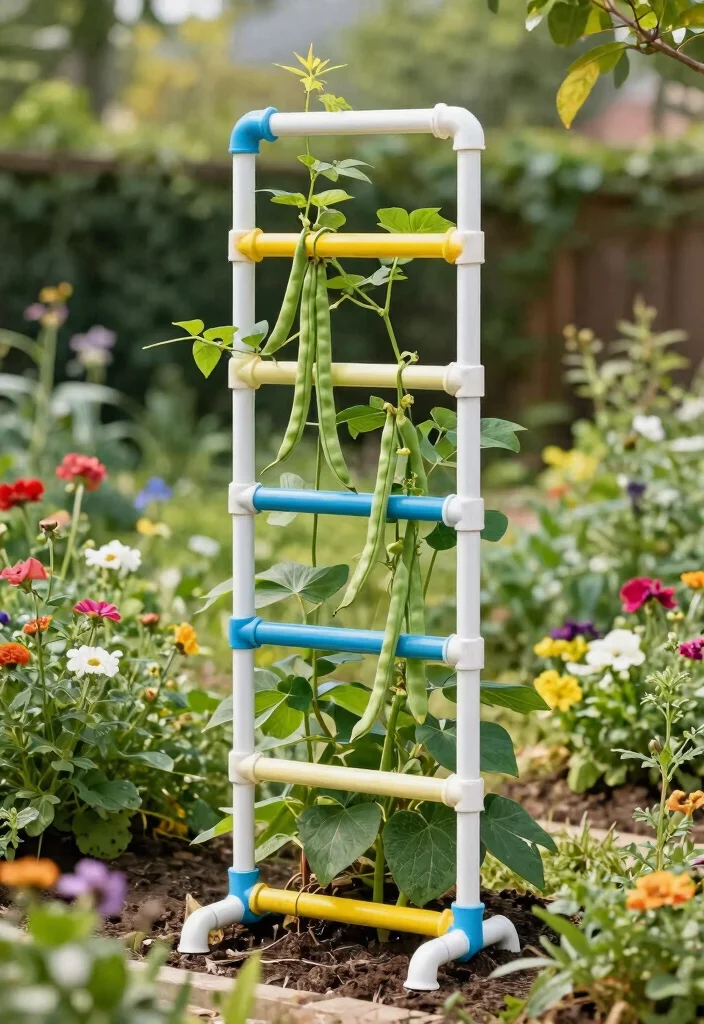 14 Garden Trellis Ideas That Support Heavy Vines Without Sagging - 3. Simple PVC Pipe Trellis 1