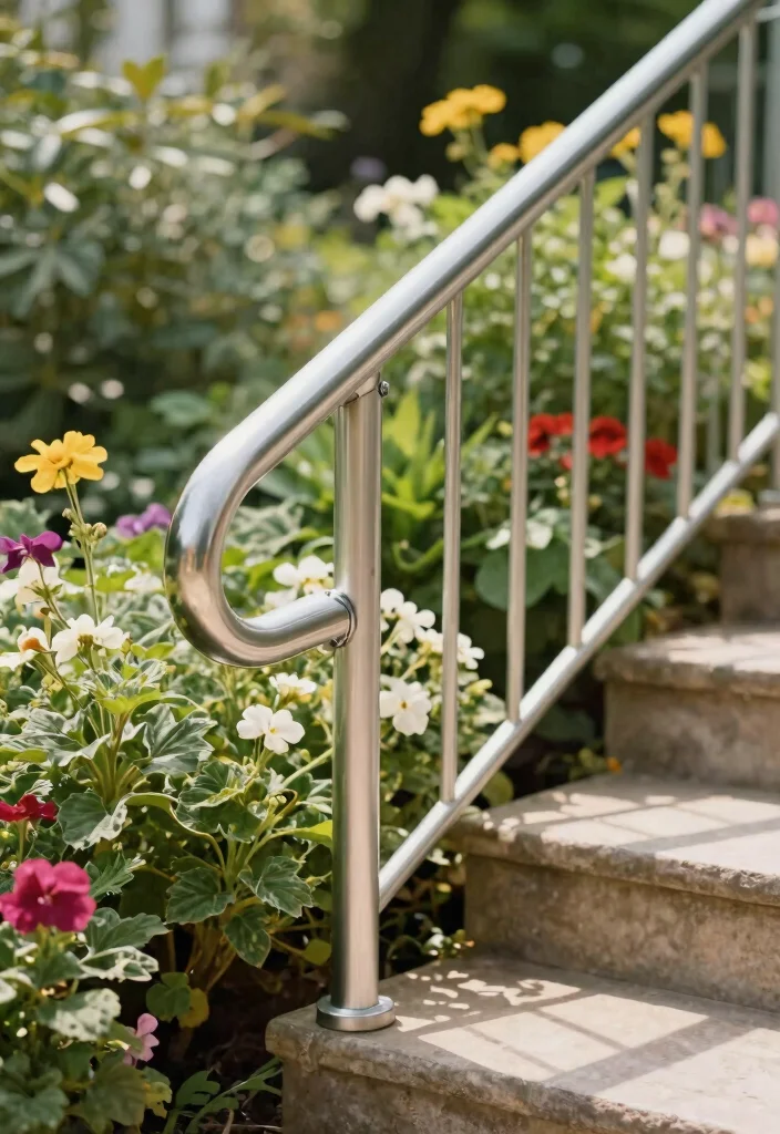 14 Handrails for Stairs Outdoor That Install Without Drilling - 1. Adjustable Outdoor Handrail 1