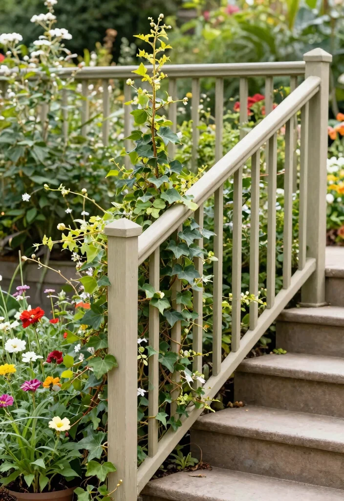 14 Handrails for Stairs Outdoor That Install Without Drilling - 12. Garden Trellis Handrails 1