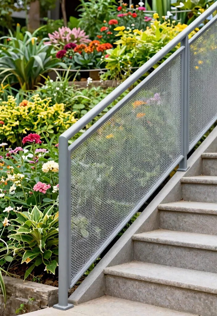 14 Handrails for Stairs Outdoor That Install Without Drilling - 13. Safety Net Handrails 1