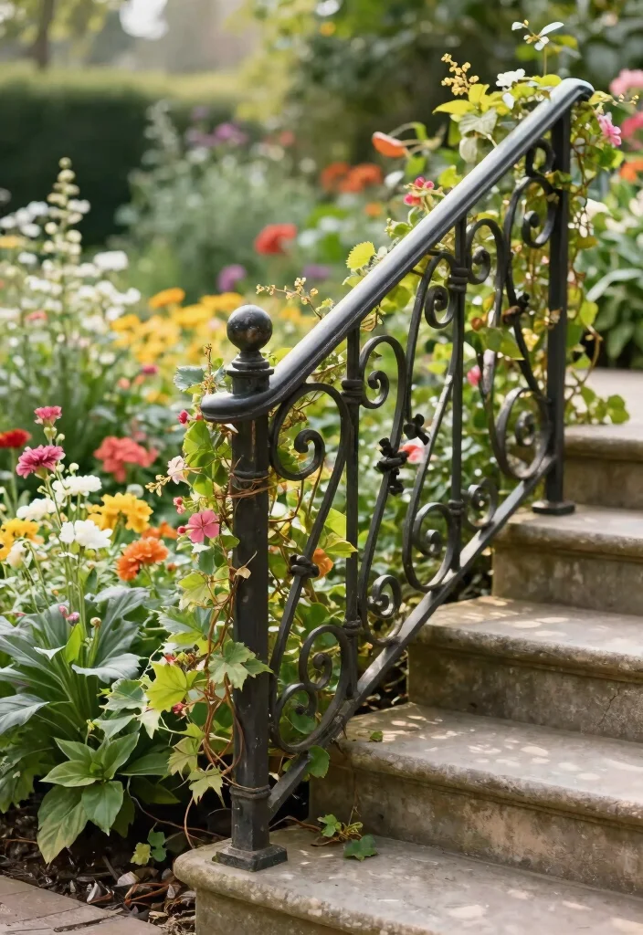 14 Handrails for Stairs Outdoor That Install Without Drilling - 5. Decorative Handrails 1