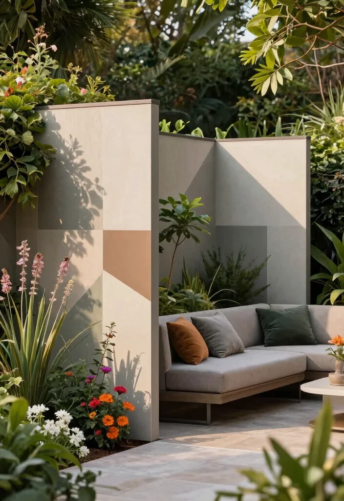 14 Modern Privacy Fence Ideas That Block Views Without Looking Cold - 13. Privacy Panels with Geometric Designs 1