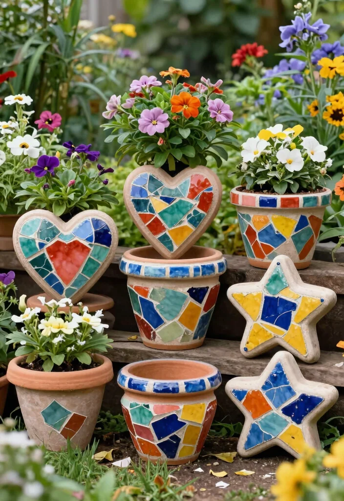 14 Mosaic Flower Pot Ideas You Can Make With Broken Tiles - 14. Creative Use of Shapes and Forms 1