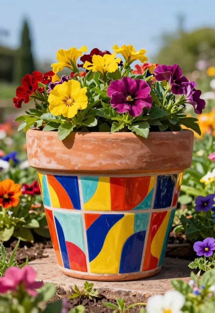14 Mosaic Flower Pot Ideas You Can Make With Broken Tiles - 8. Statement Piece with Bold Colors 1