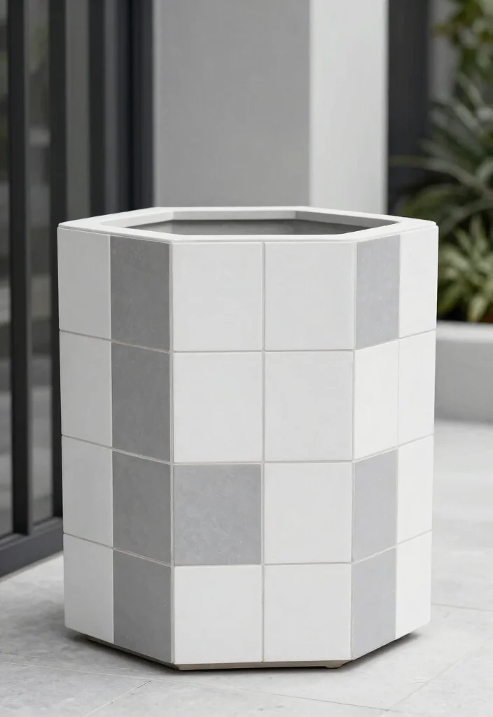 14 Mosaic Flower Pot Ideas You Can Make With Broken Tiles - 9. Minimalist Style 1