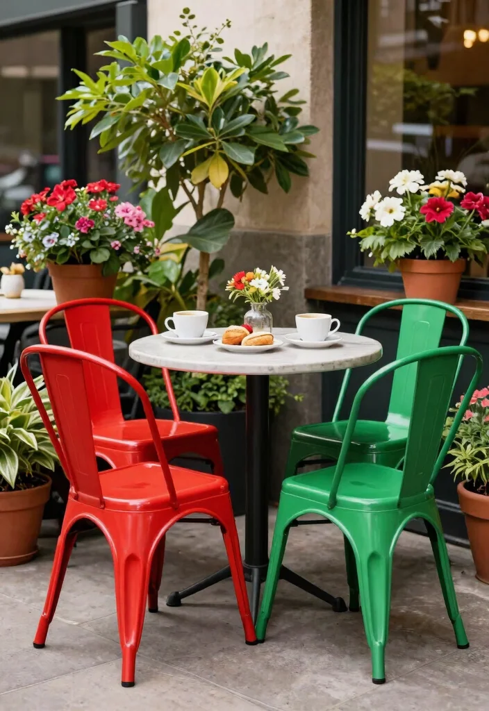 14 Outdoor Dining Chairs That Hold Up Through Rain and Sun - 6. Chic Metal Bistro Chairs 1
