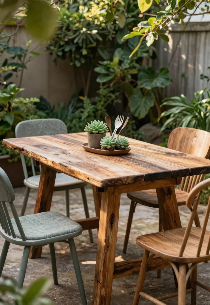 14 Outdoor Patio Table Ideas That Don't Rust or Crack - 10. Upcycled Tables 1