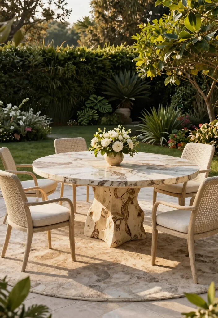 14 Outdoor Patio Table Ideas That Don't Rust or Crack - 5. Stone Tables 1