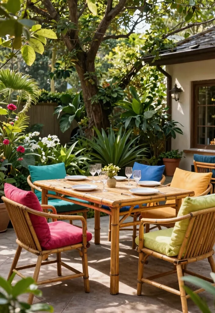 14 Outdoor Patio Table Ideas That Don't Rust or Crack - 6. Bamboo Tables 1