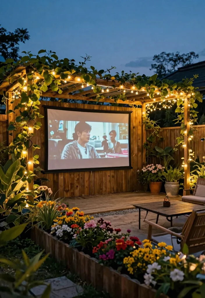 14 Outdoor Projector Screen Ideas That Stay Taut Without Wrinkles - 1. Natural Frame with Fencing 1