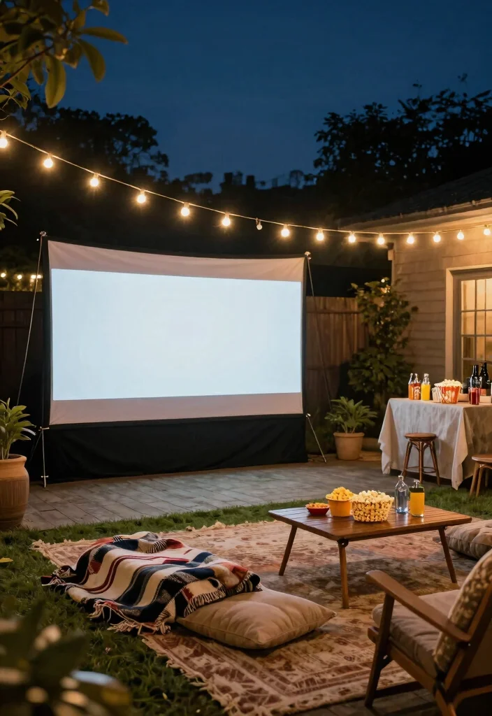 14 Outdoor Projector Screen Ideas That Stay Taut Without Wrinkles - 13. Cozy Backyard Setup 1