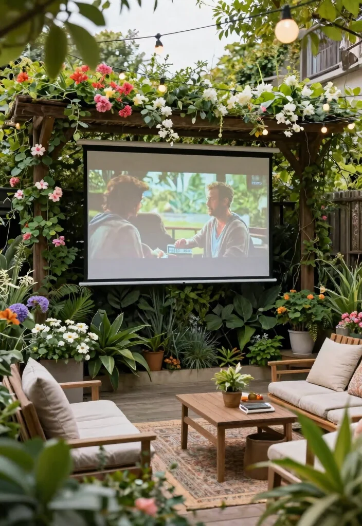 14 Outdoor Projector Screen Ideas That Stay Taut Without Wrinkles - 3. Wall of Greenery 1