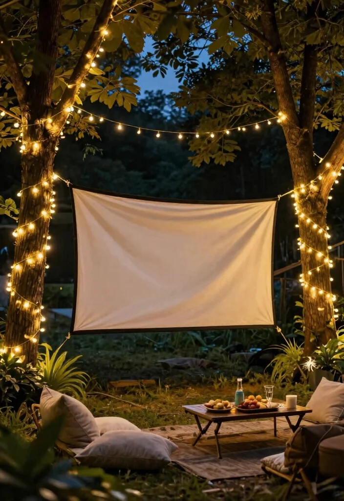 14 Outdoor Projector Screen Ideas That Stay Taut Without Wrinkles - 4. Tension Rod Setup 1