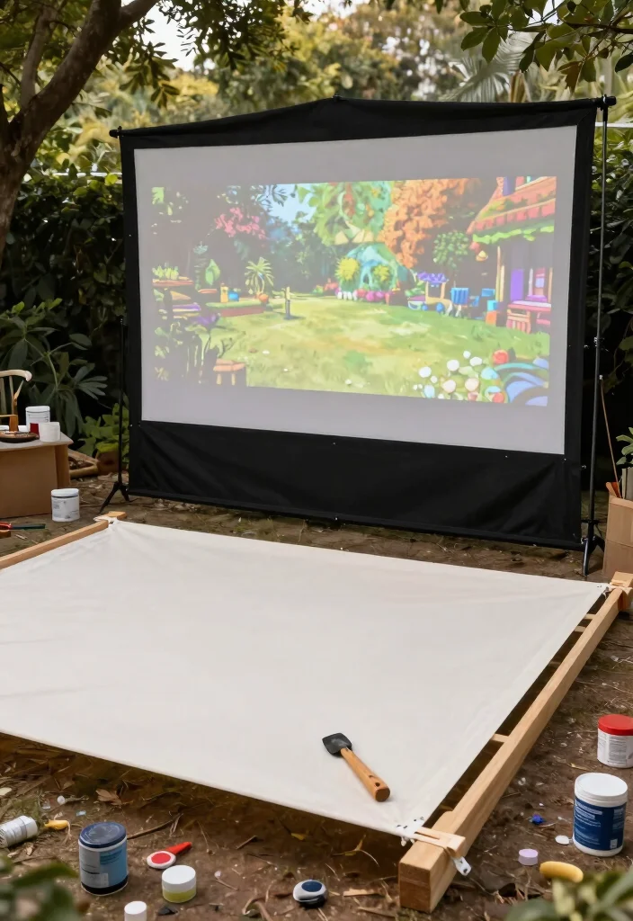 14 Outdoor Projector Screen Ideas That Stay Taut Without Wrinkles - 7. DIY Screen with Canvas 1