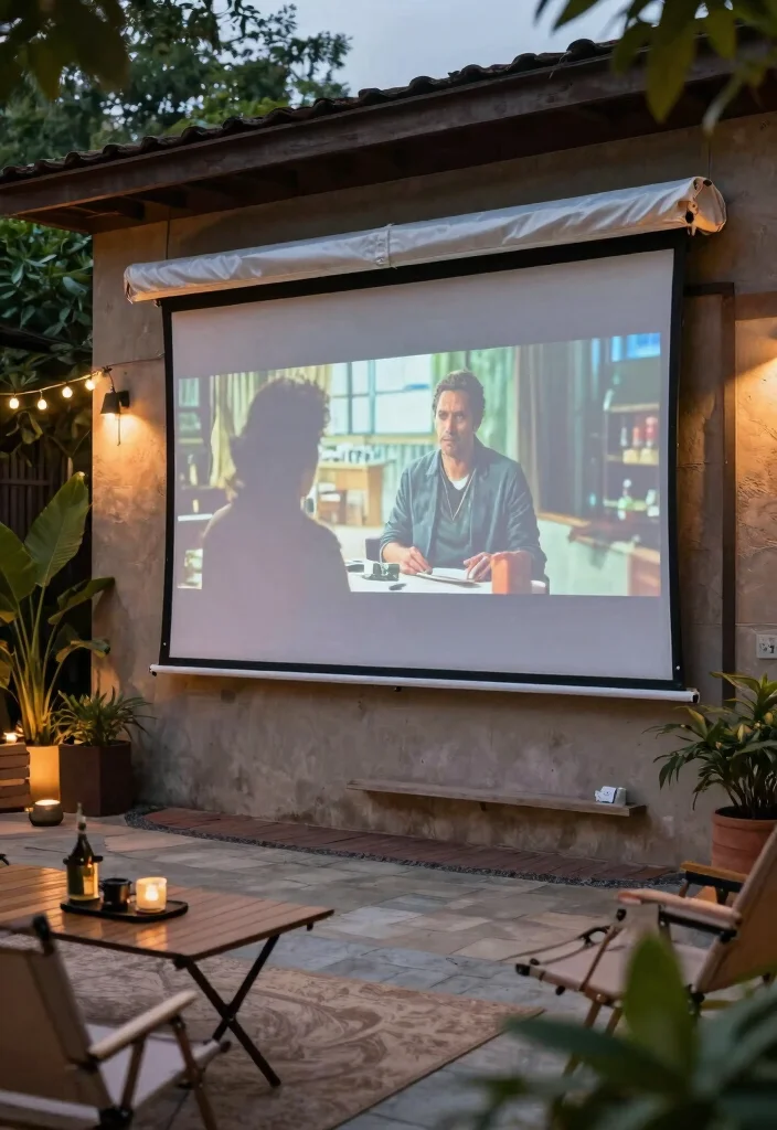 14 Outdoor Projector Screen Ideas That Stay Taut Without Wrinkles - 9. Retractable Screen for Easy Use 1