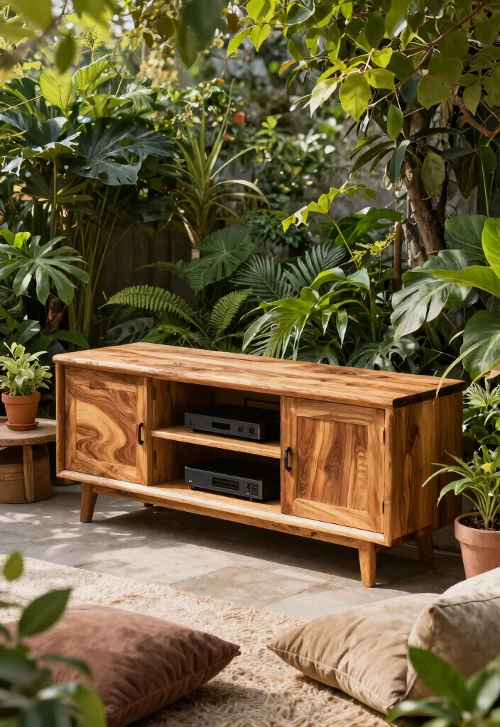 14 Outdoor TV Cabinet Ideas That Keep Electronics Cool and Dry - 1. Rustic Wood Haven 1