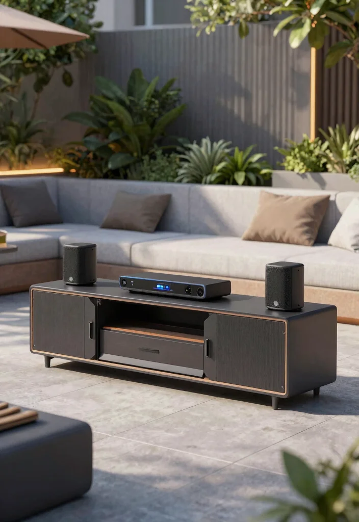 14 Outdoor TV Cabinet Ideas That Keep Electronics Cool and Dry - 12. Innovative Tech Solutions 1