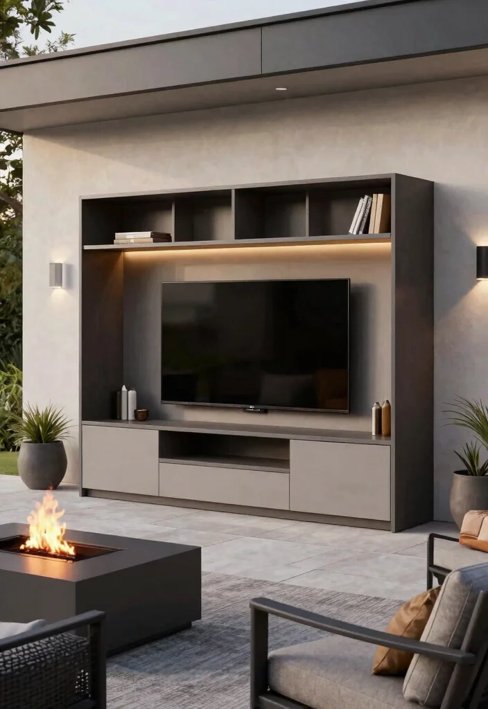 14 Outdoor TV Cabinet Ideas That Keep Electronics Cool and Dry - 4. Built-in Bliss 1