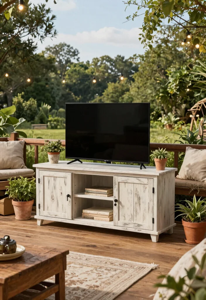 14 Outdoor TV Cabinet Ideas That Keep Electronics Cool and Dry - 5. The Farmhouse Style 1