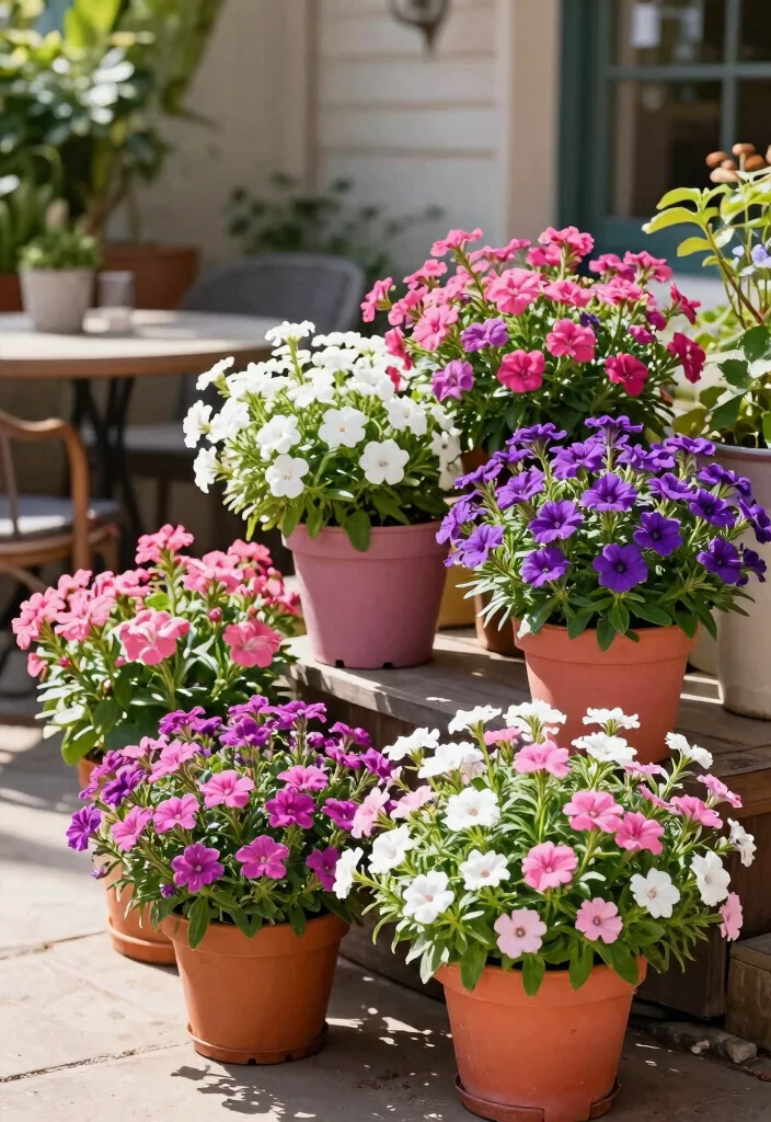 14 Patio Flower Pots That Don't Need Daily Watering in Full Sun - 10. Vibrant Verbena for a Touch of Color 1