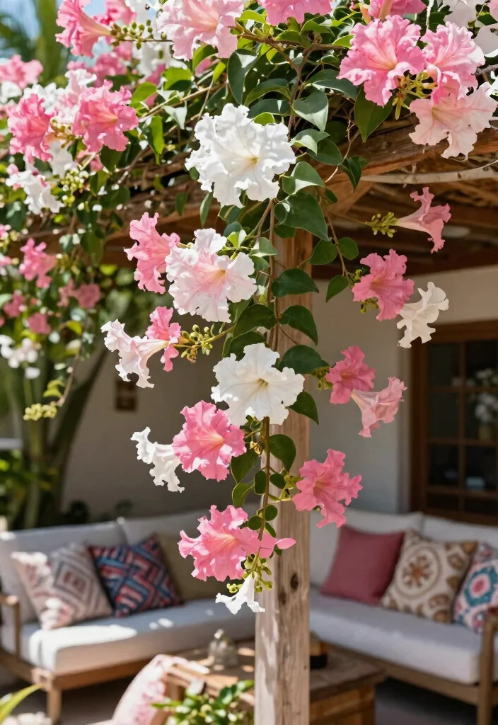 14 Patio Flower Pots That Don't Need Daily Watering in Full Sun - 12. Majestic Mandevilla for Vertical Growth 1