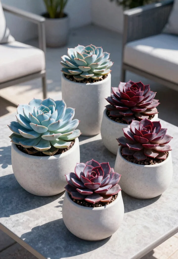 14 Patio Flower Pots That Don't Need Daily Watering in Full Sun - 8. Elegant Echeveria for Contemporary Style 1