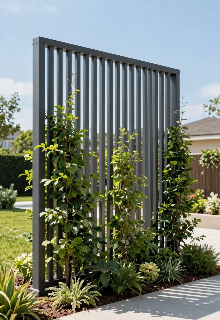 14 Privacy Trellis Ideas That Block Views Without a Full Fence - 10. Vertical Slatted Trellis 1