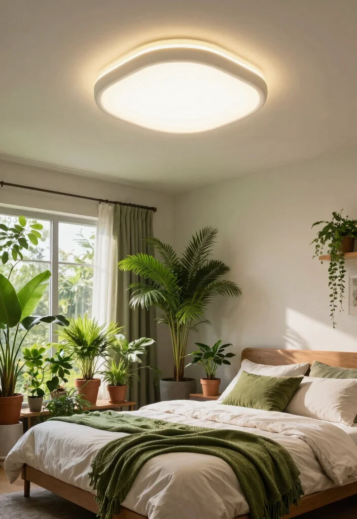14 Profile Light Ceiling Design for Bedroom Ideas - 10. Integrated Plant Lighting 1