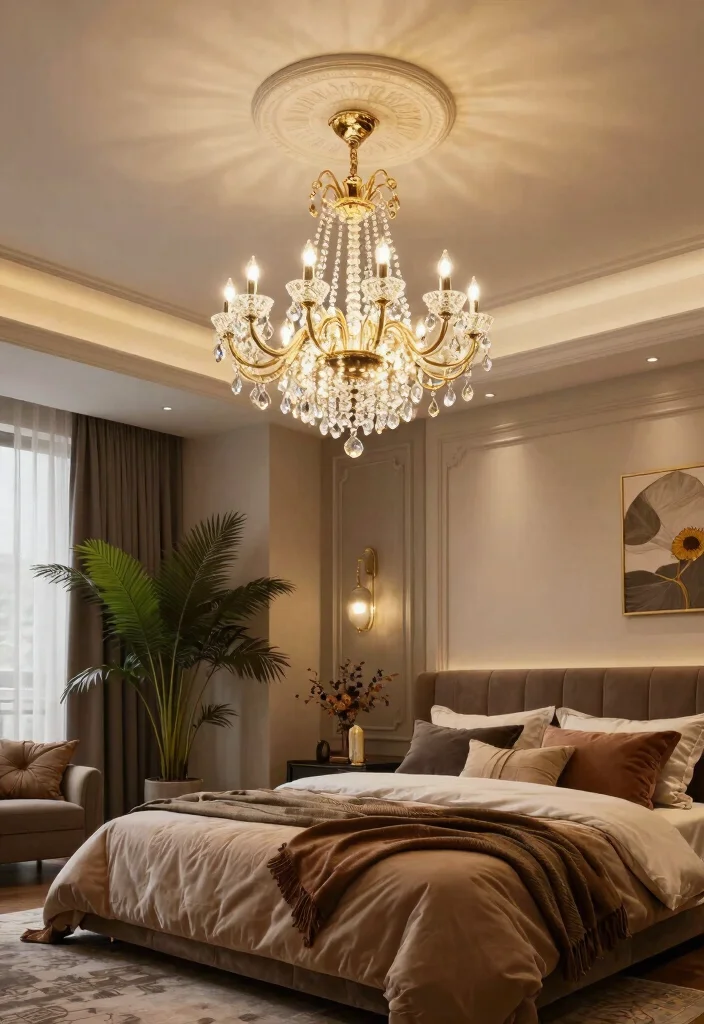 14 Profile Light Ceiling Design for Bedroom Ideas - 11. Luxurious Chandeliers 1