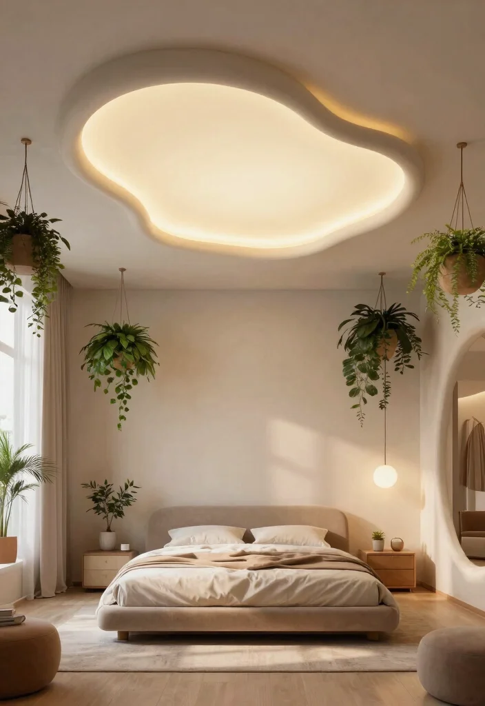 14 Profile Light Ceiling Design for Bedroom Ideas - 2. Organic Shapes and Curves 1
