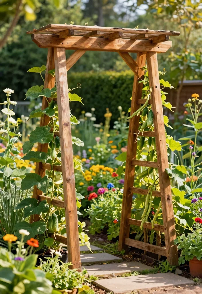 14 Vine Trellis Ideas That Support Heavy Climbers Without Sagging - 1. Rustic Wooden A-Frame Trellis 1