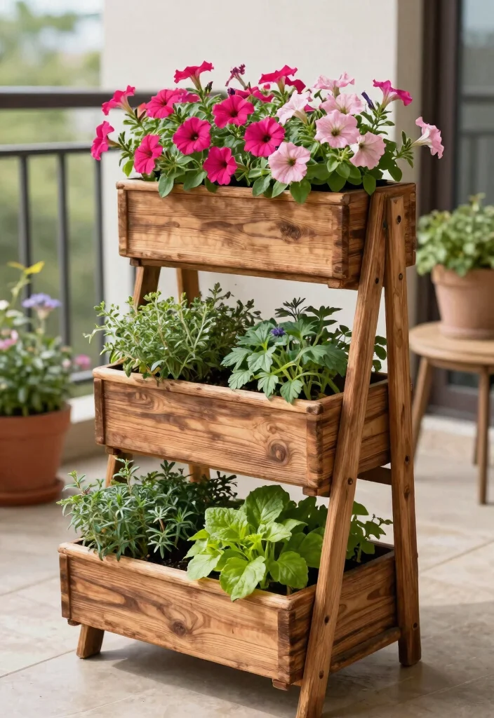 15 3 Tier Planter Ideas That Maximize Vertical Space - 1. Rustic Wooden 3-Tier Planter 1