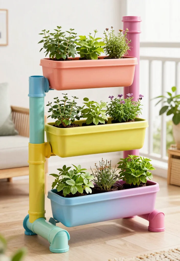 15 3 Tier Planter Ideas That Maximize Vertical Space - 4. DIY PVC Pipe Planters 1