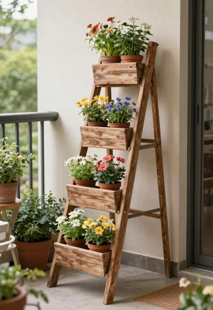 15 3 Tier Planter Ideas That Maximize Vertical Space - 5. Tiered Ladder Planter 1
