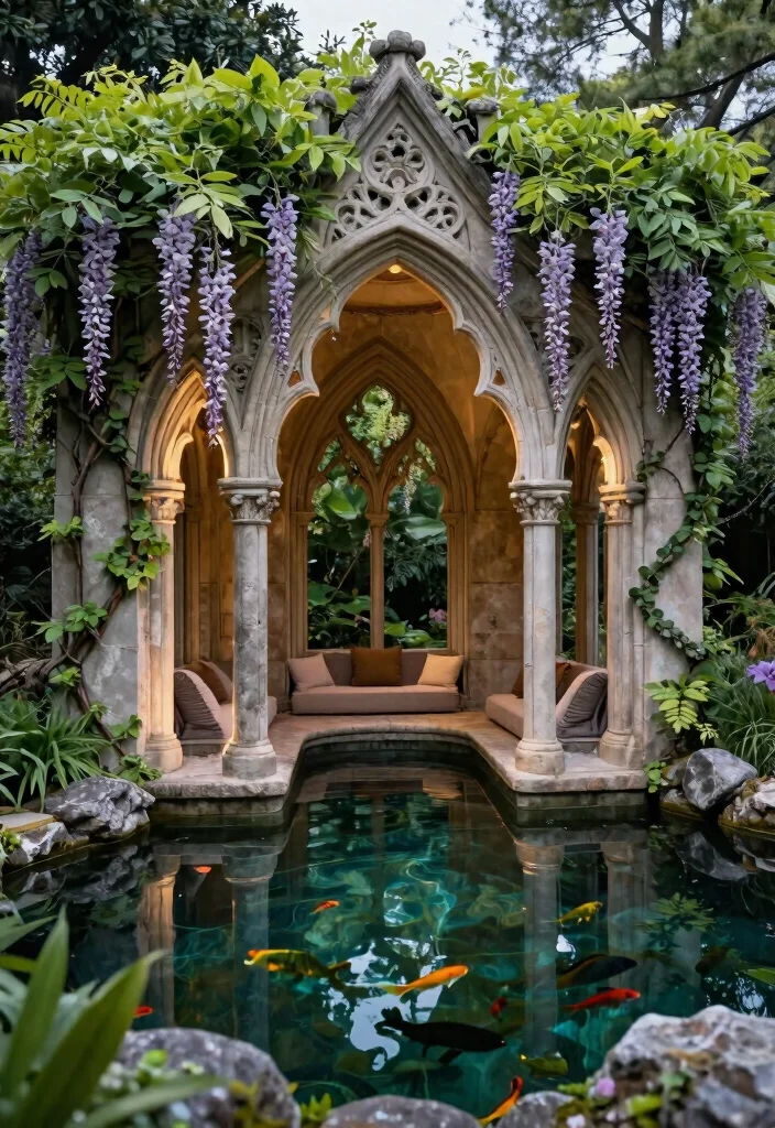 15 Backyard Pond Ideas That Don't Need a Power Line - 11. Gothic Arch Pond 1
