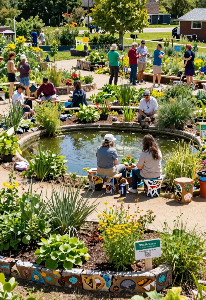 15 Backyard Pond Ideas That Don't Need a Power Line - 15. Community Garden Pond 1