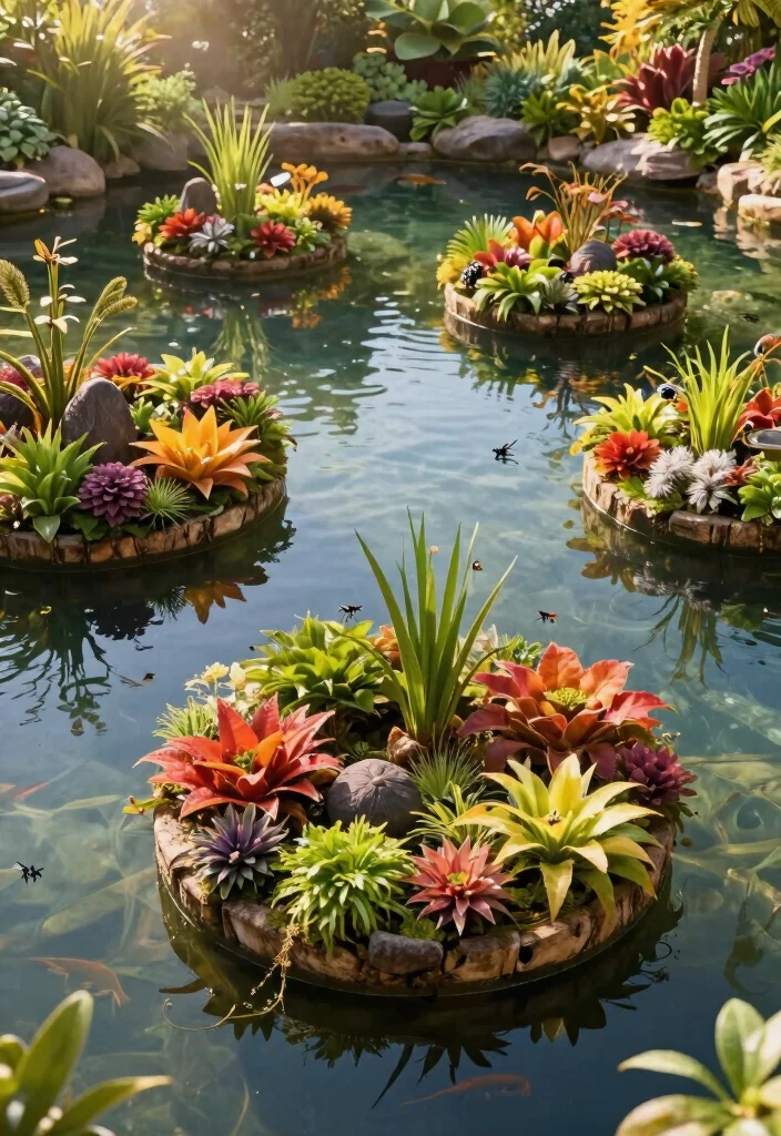 15 Backyard Pond Ideas That Don't Need a Power Line - 7. Floating Pond Islands 1