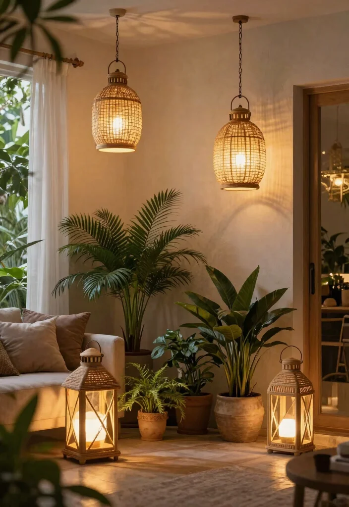 15 Ceiling Light Design Living Room Ideas for Low and High Ceilings - 14. Outdoor-Style Fixtures for Indoor Comfort 1