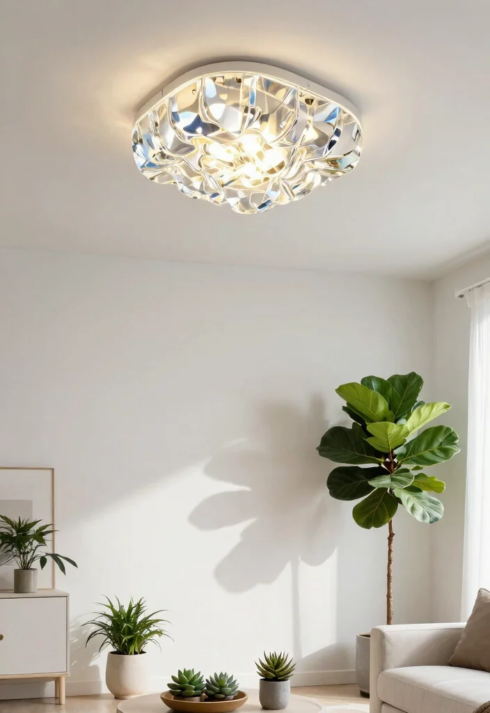15 Ceiling Light Design Living Room Ideas for Low and High Ceilings - 2. Flush Mounts for Minimalist Spaces 1