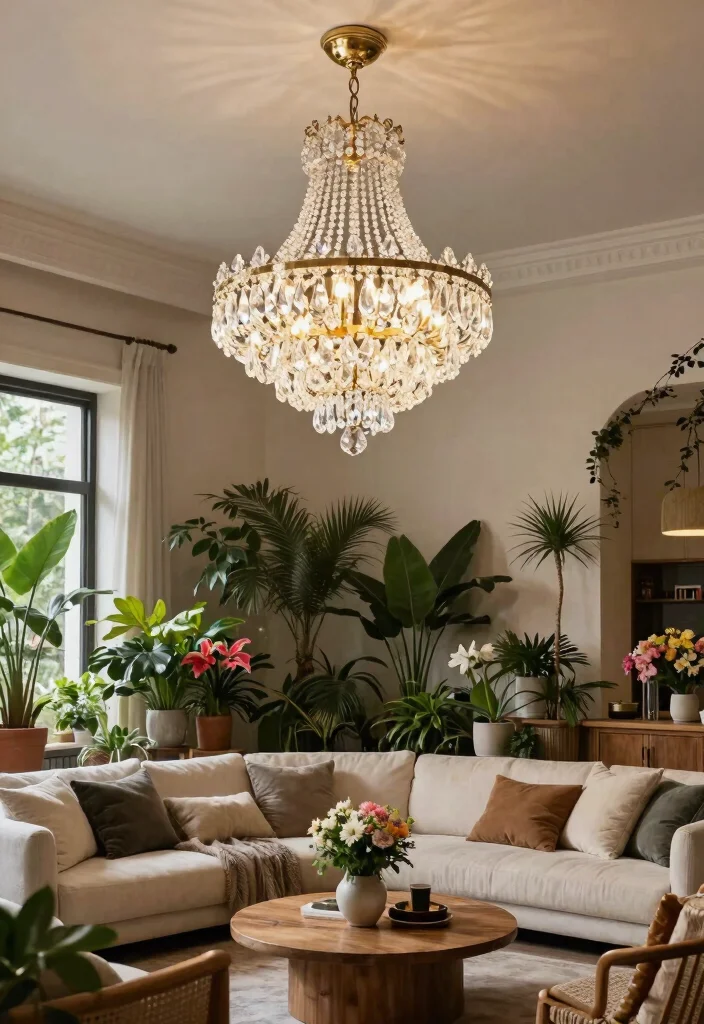 15 Ceiling Light Design Living Room Ideas for Low and High Ceilings - 3. Statement Chandeliers for High Ceilings 1