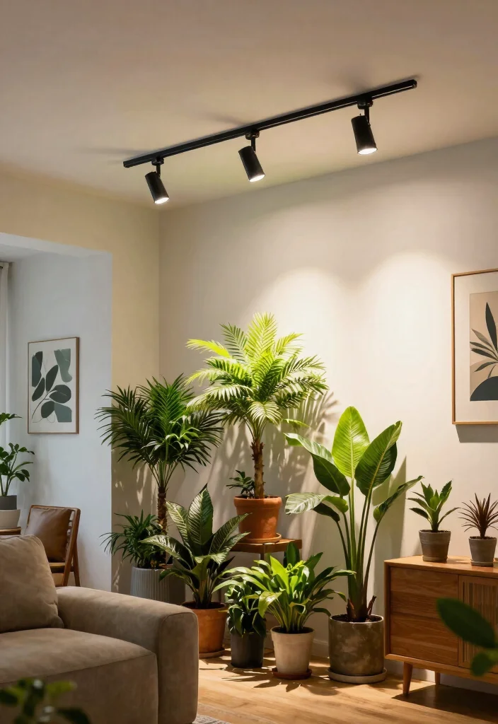 15 Ceiling Light Design Living Room Ideas for Low and High Ceilings - 4. Track Lighting for Flexibility 1