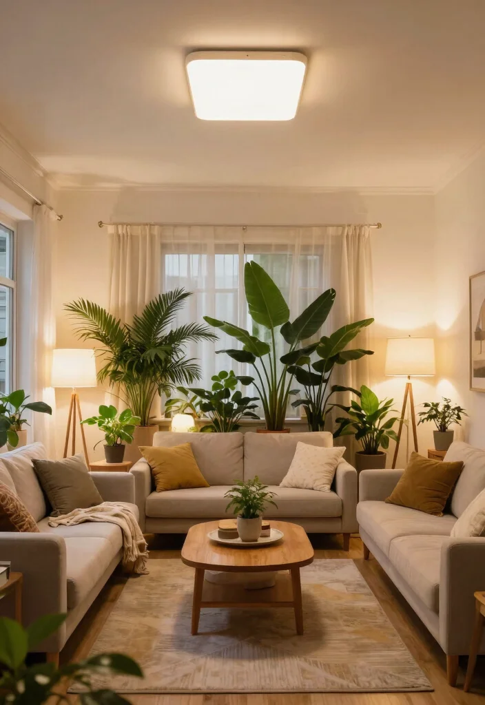 15 Ceiling Light Design Living Room Ideas for Low and High Ceilings - 9. Layered Lighting for Depth and Interest 1
