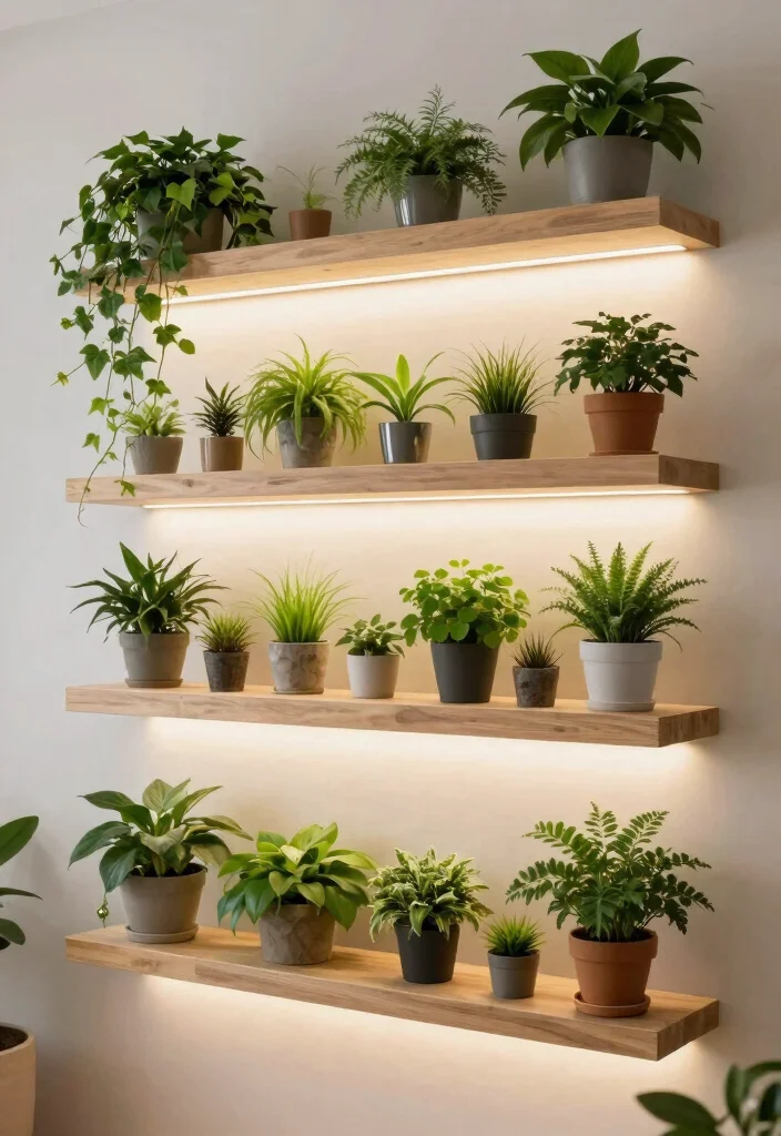 15 Ceiling Strip Lighting Ideas That Don't Show Seams - 2. Floating Shelves with Lights 1