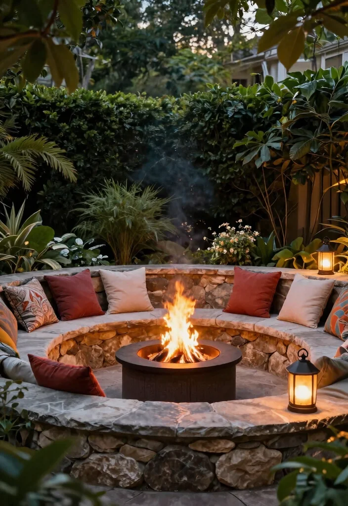 15 Corner Yard Fire Pit Ideas That Use Dead Space Nobody Touches - 5. Fire Pit with Seating Wall 1
