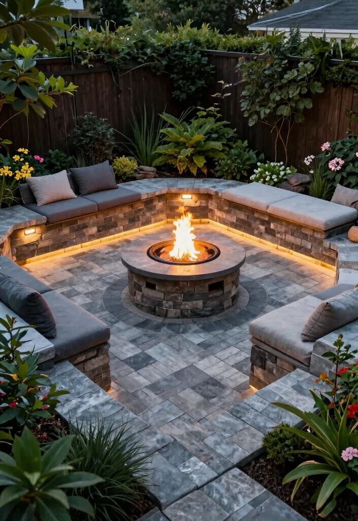 15 Corner Yard Fire Pit Ideas That Use Dead Space Nobody Touches - 8. Fire Pit Surrounded by Pavers 1